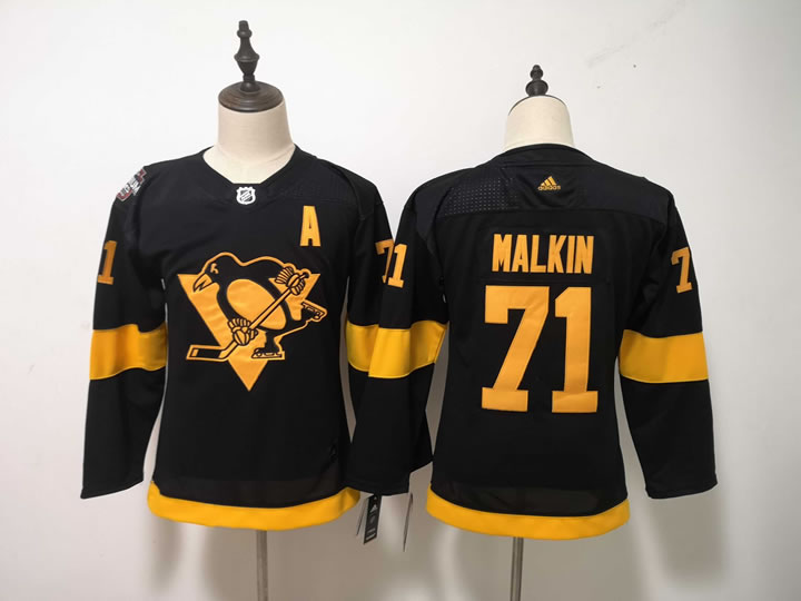 Women Penguins 71 Evgeni Malkin Black 2019 NHL Stadium Series Adidas Jersey
